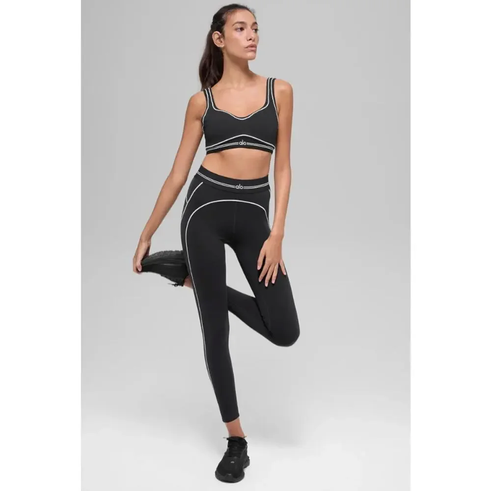 NEW Alo Yoga Airbrush High-Waist 7/8 Heart Throb Legging in Black/White Size M